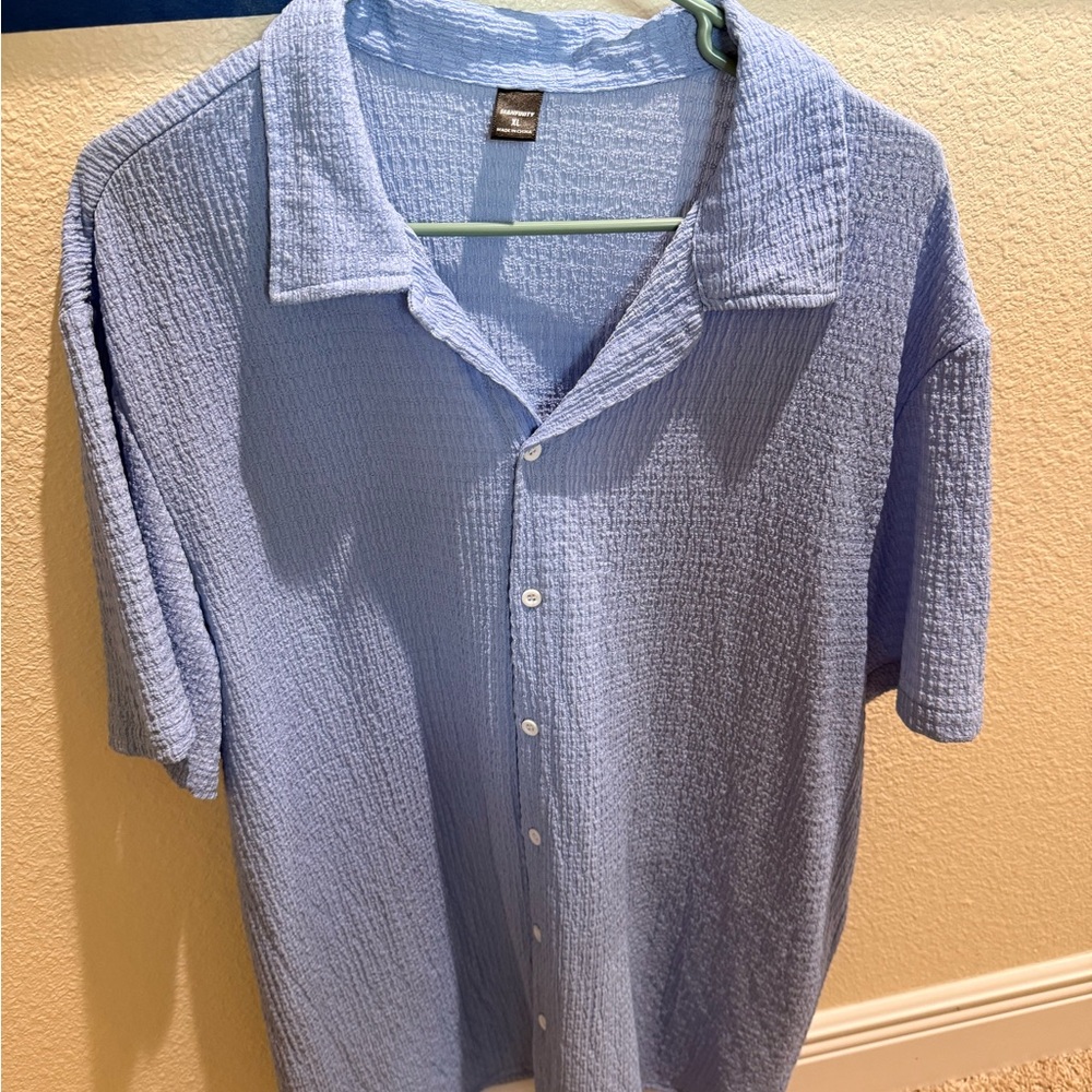 Men's Casual Light Blue Button Down Shirt